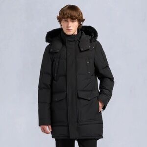 EXCELLENT MOOSE NUCKLES ONYX SHEARLING TRIM BIG RIDGE PARKA - black M